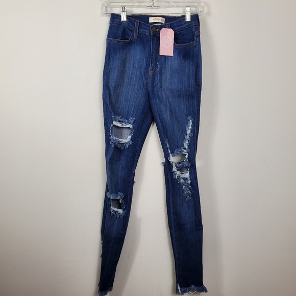 Vibrant Jeans Vibrant Distressed Mid Rise Skinny Size 9 Destroyed Distressing Raw Hem Poshmark
